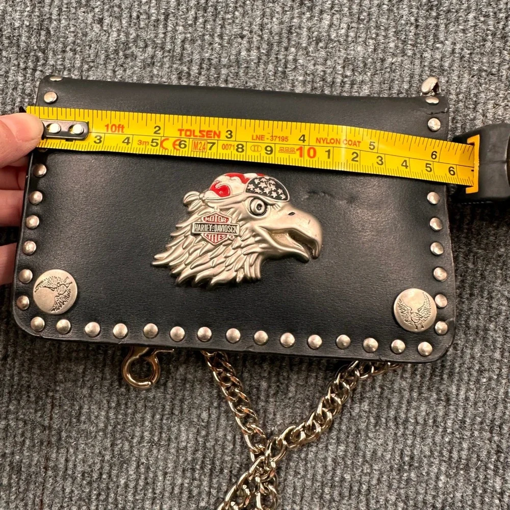Harley Davidson Trucker Wallet Studded Eagle Biker Black 90s Casual READ